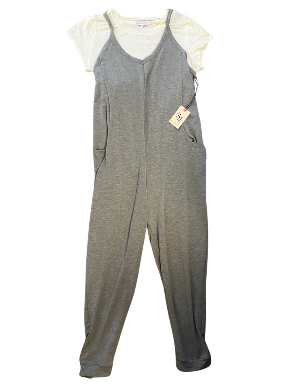 NWT Sincerely Jules Gray Romper with Cream Lightweight Tee | Size M - Picture 2 of 12